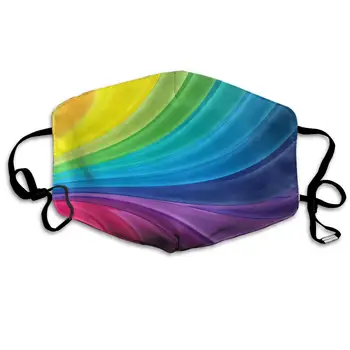 

Mouth Mask For Daily Dress Up, Abstract Wave Rainbow Stripes Anti-dust Mouth-Muffle, Washable Reusable Holiday Half Face Masks