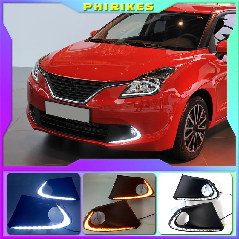 

2PCS LED DRL Daytime Running Lights Fog Lamp with yellow turn signal For Suzuki Baleno 2016 2017 2018 2019