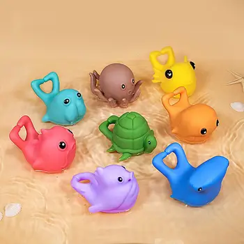

8Pcs comfortable grip non-toxic Tumama Marine Animal Squeaky Sprinkler Floating Model Baby Bath Squeeze Toy gift for new baby