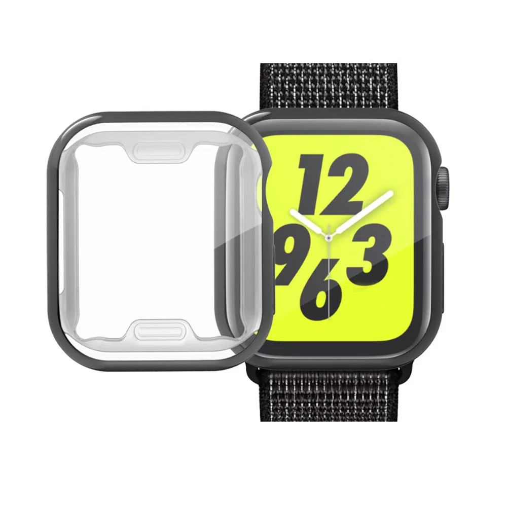 Black Тонкий чехол для часов Apple Watch, чехол 5, 4, 3, 2, 1, 42 мм, 38 мм, мягкий прозрачный ТПУ защитный экран для iWatch 4, 3, 44 мм, 40 мм - Цвет: Black