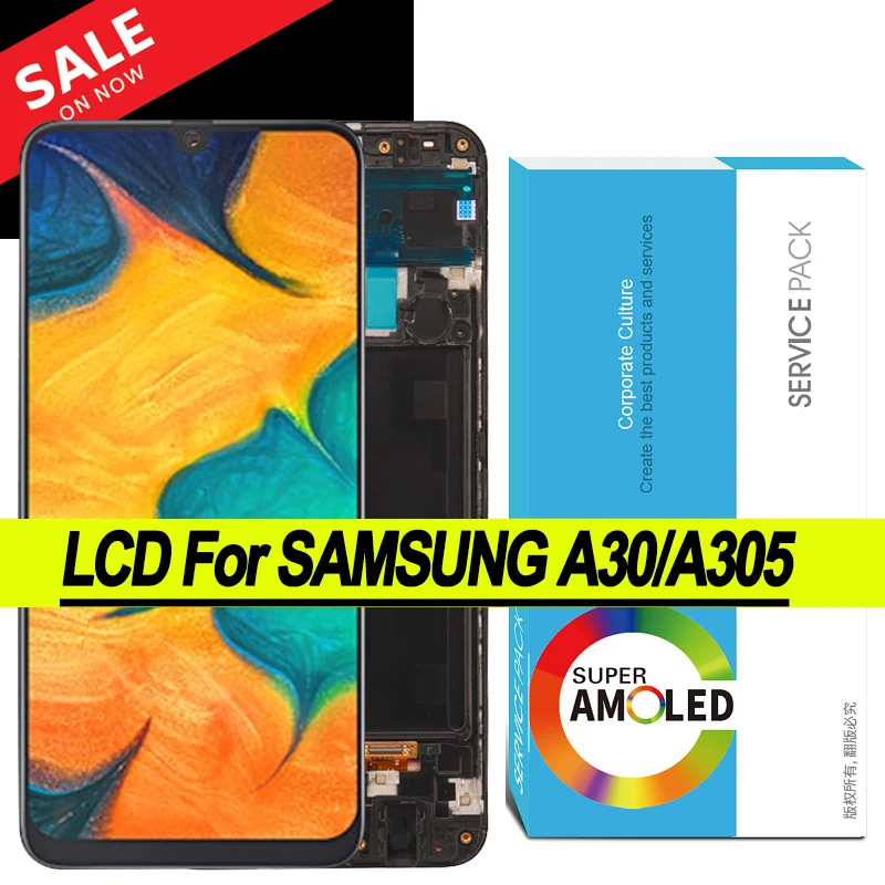 100% Оригинальный 6 4 'ɺMOLED дисплей для Samsung Galaxy A30 A305 SM-A305F Full LCD сенсорный экран