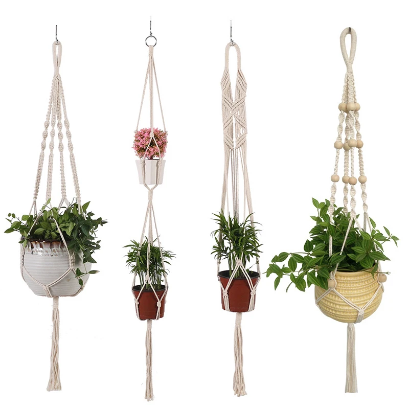 

Vintage Macrame Plant Hanger Garden Flower Pot Holder Hanging Flowerpot Lifting Rope Basket Balcony String Wall Home Decor