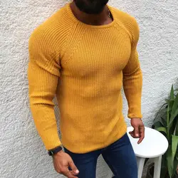 Adisputent новые мужские осень-зима Slim Fit Длинные рукава с круглым вырезом, пуловер, свитер, Топ Мужской однотонные теплые простые свитера
