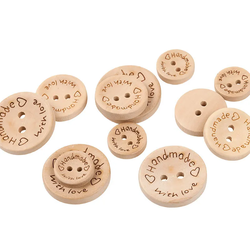 50Pcs 2Hole Natural Wooden Buttons handmade with love wood Button For Scrapbooking Craft DIY Baby Clothing Sewing Accessories 50Pcs 2Hole Natural Wooden Buttons handmade with love wood Button For Scrapbooking Craft DIY Baby Clothing Sewing Accessories