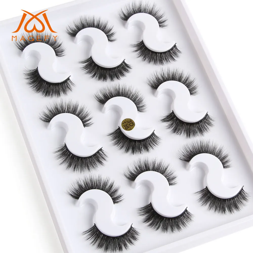MGY7091-3D136 MAGEFY 3/7/9/10 пар 3D искусственной норковые ресницы натуральных длинных накладных ресниц драматический высокое качество накладные ресницы для наращивания ресниц - Цвет: MGY7091-3D136