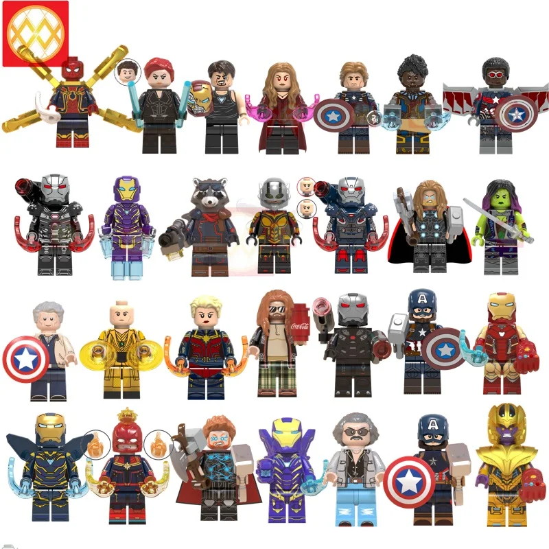 

Avenagers Fat Thor Loki Pepper Scarlet Witch Captain America Iron Man Black Widow Super Heroes Models Building Blocks Toys X0263