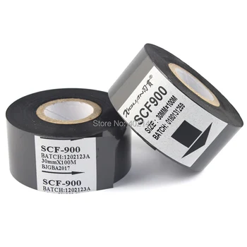 

50pcs/lot 30*100M high quality scf-900 imported ribbon tape for ribbon date printing machine heat transfer ink roller