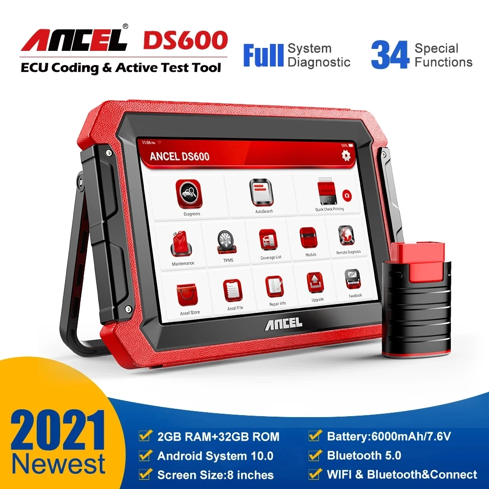 Ancel DS600 OBD2 Scanner Automotive Car Diagnostic Scanner Full System A/F Reset TPMS OBD2 Scanner Professional Diagnostic Tools