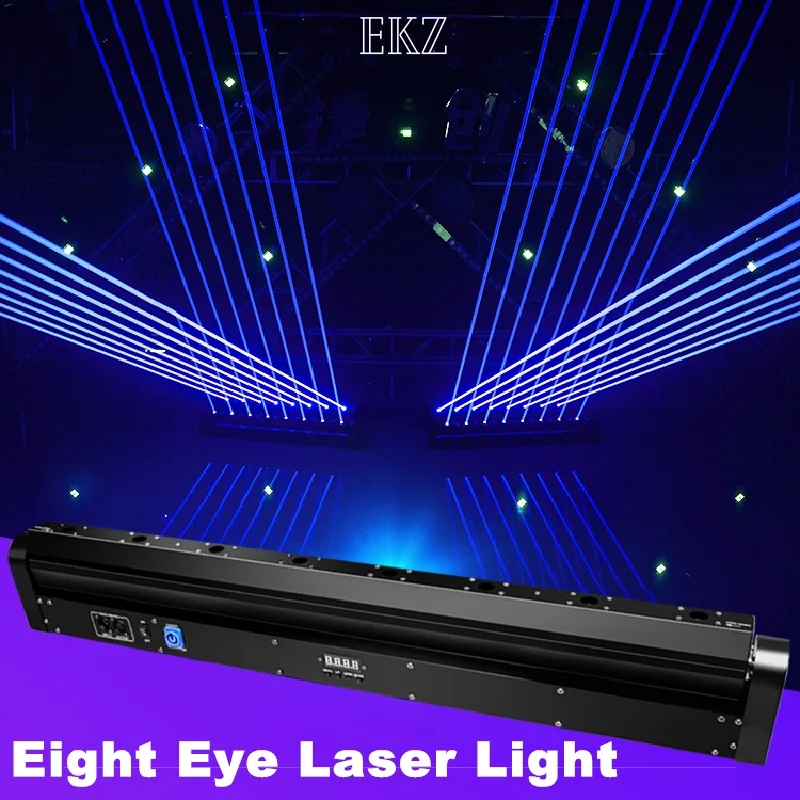 Лазерный светильник Bar Eight Eyes, медленно движущаяся головка, лазерный светильник с 8 глазами, полноцветсветильник световой индикатор, красный, зеленый, RGB лазерный луч, лазерный проектор