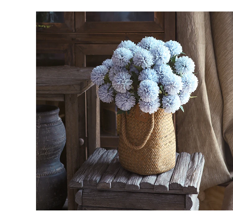 Original simulation flower design double head chrysanthemum seaweed basket flower arrangement set home soft outfit shop window decoration