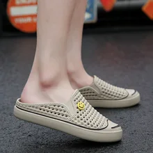 Летняя новая стильная пористая обувь с закрытым носком; Легкие дышащие босоножки для пар; большие размеры