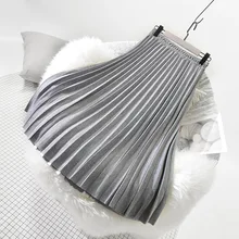 Осенние зимние юбки женская элегантная складчатая юбка стрейч Высокая талия трапециевидные юбки Jupe Longue Harajuku юбка верхняя одежда