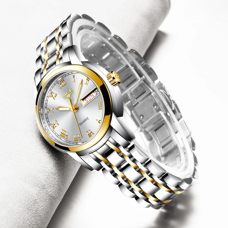 LIGE 2023 New Gold Watch Women Watches Ladies Creative Steel Women's Bracelet Watches Female Waterproof Clock Relogio Feminino