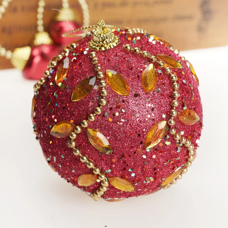 

Wholesale 6 Pieces Christmas Tree Toppers Decor Ball with Diamond Xmas Party Hanging Ball Ornament Decorations for Home 8cm