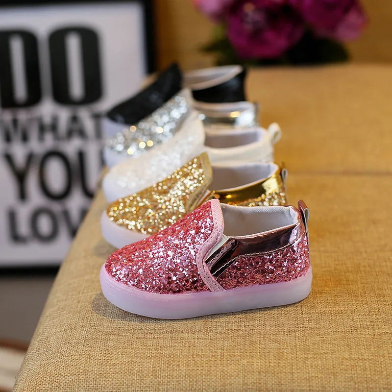 

2017 Spring And Autumn New Style Light-up Children Men And Women Children Shining Sequin Shoes Shoes LED Flashlight Korean-style