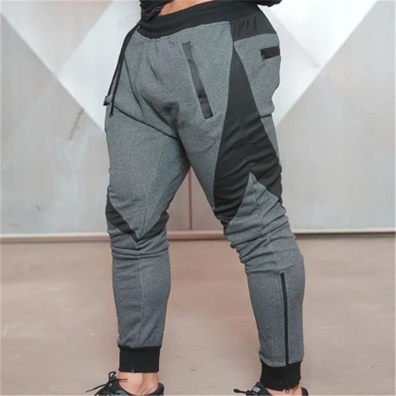 Спортивные брюки для мужчин, хлопковые спортивные штаны для фитнеса, штаны для бега, мужские быстросохнущие штаны для бега, спортивные штаны для спортзала, тренировочные брюки, мужские штаны для бега - Цвет: Dark gray