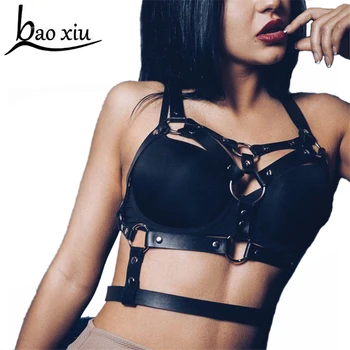 

2020 New Faux Leather Harness Punk Gothic Body Bondage Cage Wrapped Waist Straps Women Bra Belt Suspenders Leg Belts Accessories