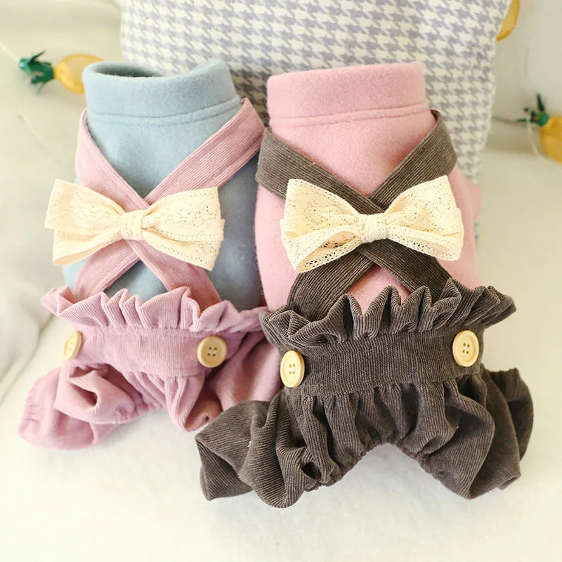 

Winter Dog Clothes Bloomers Bow Pets Outfits Warm Clothes for Small Dogs Cat Costumes Coat Jacket Puppy Sweater ChihuahuaXS-XL