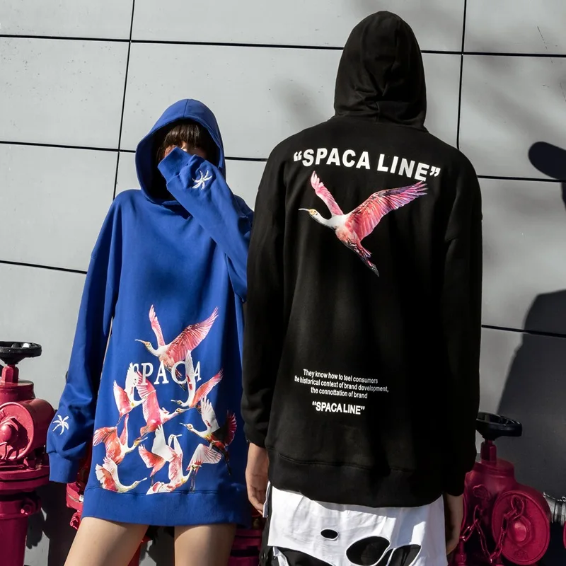 Япония уличный кран толстовки шарнир хип хоп стиль Swag Tyga Sudadera Hombre оверсайз черный белый хлопок