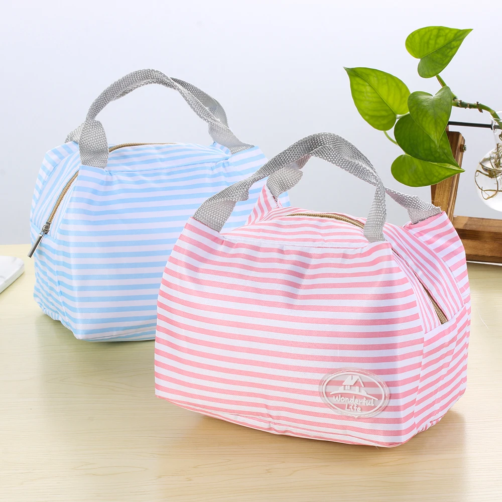 

Unisex Thermal Insulated Lunch Bag Water-proof Easy-clean Food Storage Container Multi-color Zipper Closure Picnic Pouch