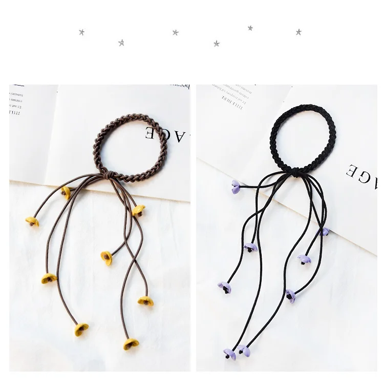 4 Pcs Korea Handmade Hair Ropes Girl Rubber Band Cute Hair Tie Three Strands Elastic Hair Band Women Girls Hair Accessories