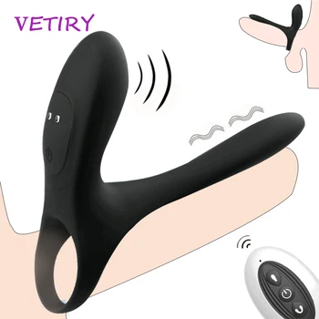 Penis Vibrator With Cock Ring Couple Vibration Remote Control Vagina Clitoris Stimulator Long Lasting Erection Adult Sex Toys 1