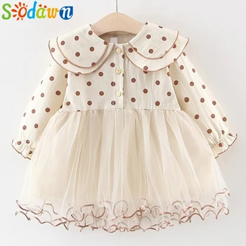 

Sodawn Autumn Winter Baby Girls Clothing Floral Print Long Sleeve Princess Dress + Fur Vest Thickening Cashmere Girls Sets