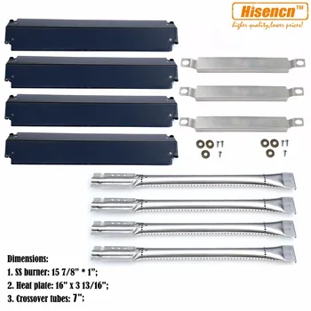

Hisencn Charbroil 463248208, 463268107, 466248208 Grill Repair Kit Replacement Crossover Tubes, Burners, & Porcelain Heat Plates