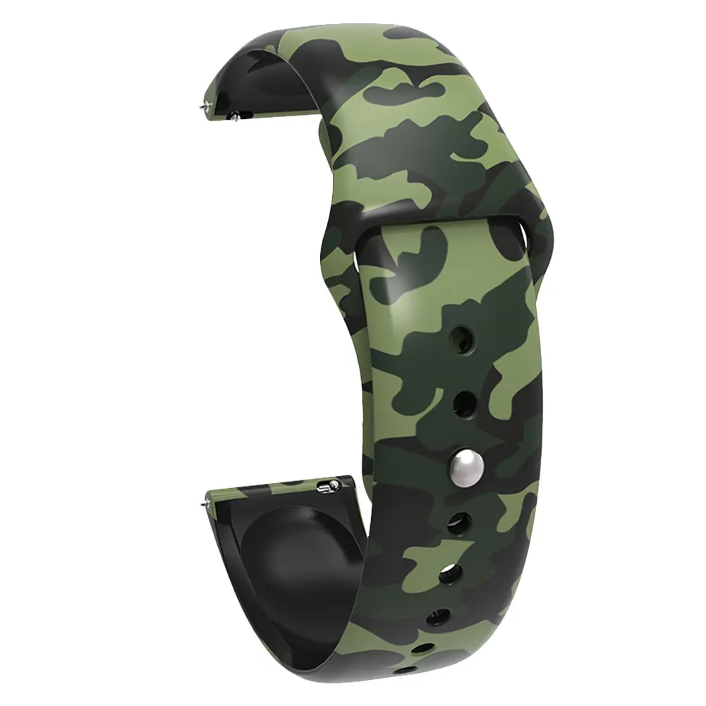 22 мм Универсальный ремешок для часов Quick Release силиконовый ремешок для samsung gear S2 Garmin Vivoactive 3 Watch Band камуфляж браслет - Цвет: Green