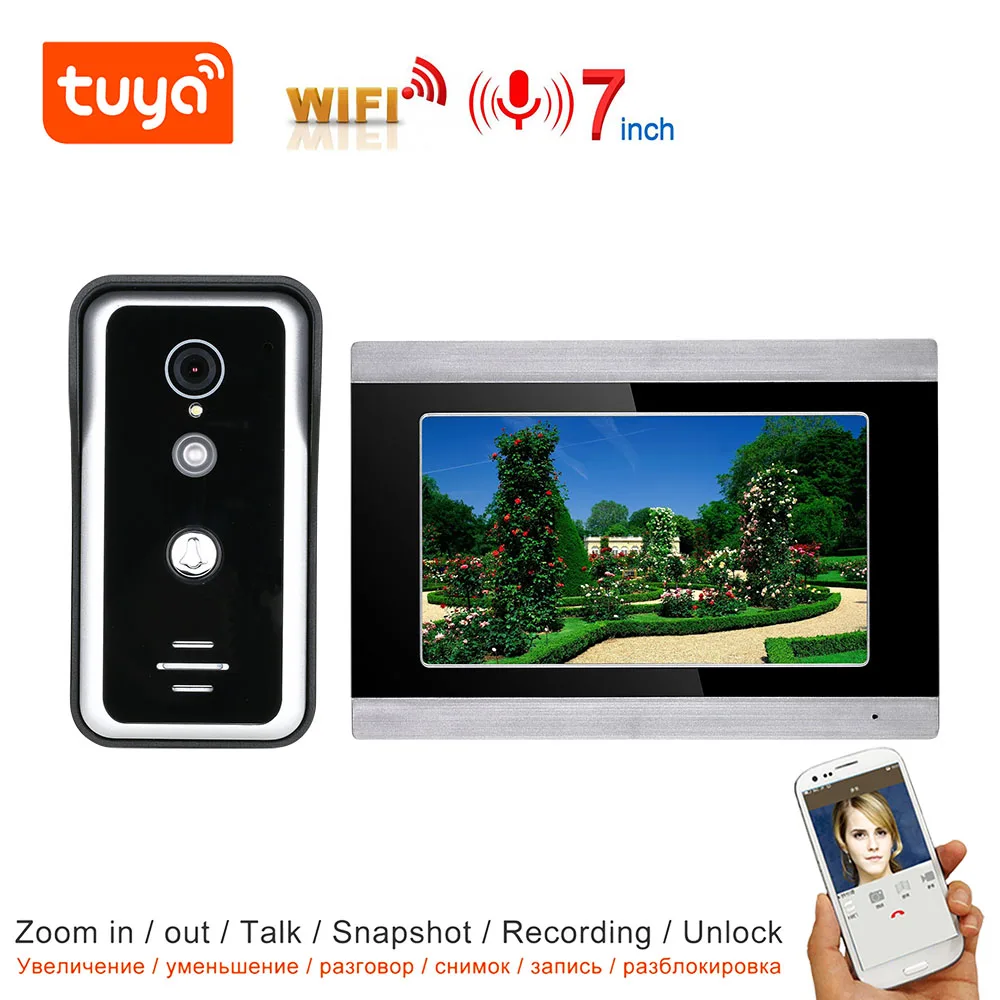 TUYA Video Intercom WIFI Door Phone System Home With 7 Inch Touch Screen Display AHD 1080P Doorbell Night Vision | Безопасность и