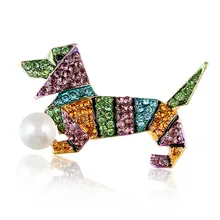 Новые продукты, мультяшная Милая Цветная брошь в виде щенка, цветные кристаллы, натальная собака, жемчуг, универсальная брошь в виде животного, корсаж, мужской подарок