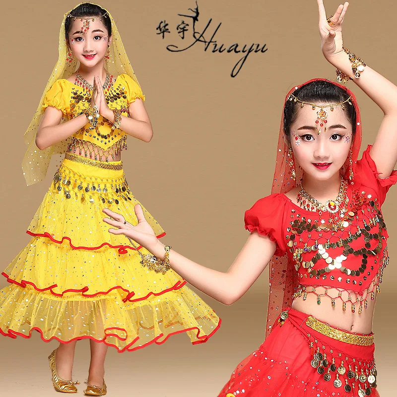 

Children Holiday Performance Clothing CHILDREN'S DAY Holiday Tianzhu GIRL'S India Dance Set