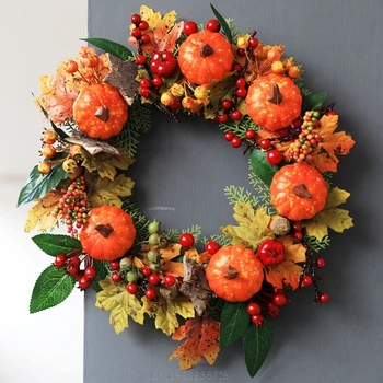 

Christmas Thanksgiving Autumn Wreath Artificial Maple Leaf Berries Door Window S11 20 Dropship
