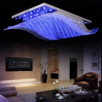 

New Modern LED Crystal Glass Ceiling Lights Lamps Lustre Remote Control LED Ceiling lamps Rechangeable For Bedroom Home Lighting