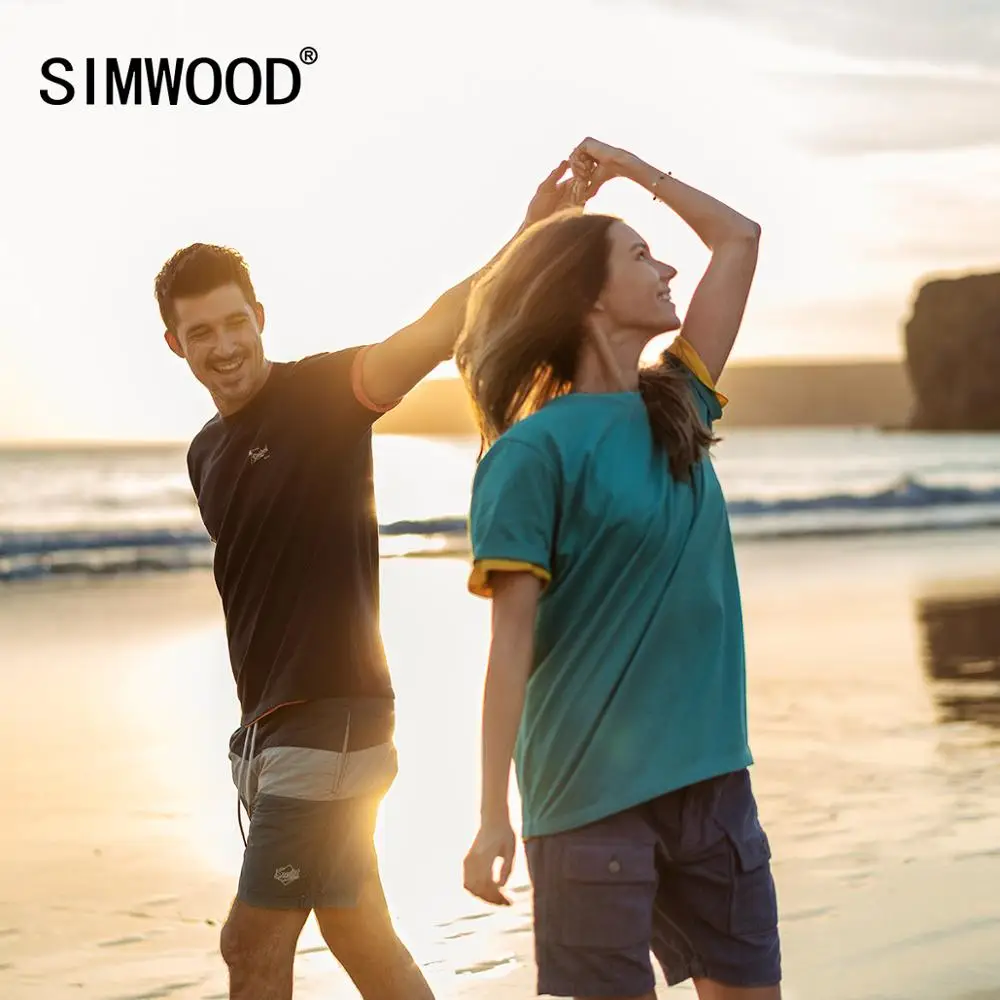 SIMWOOD/Новинка 2021 года Летние футболки из 100% хлопка с принтом логотипа Мужские