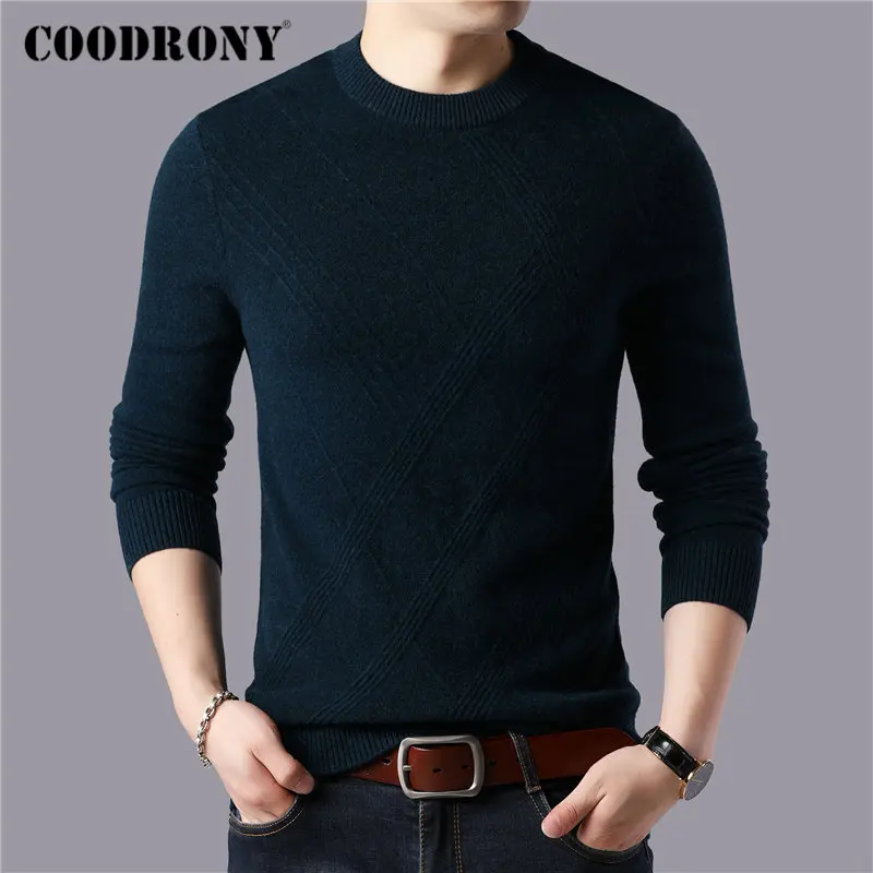 

COODRONY Brand 100% Merino Wool Sweater Men Winter Thick Warm Sweaters Casual O-Neck Pull Homme Soft Cashmere Pullover Men 93045