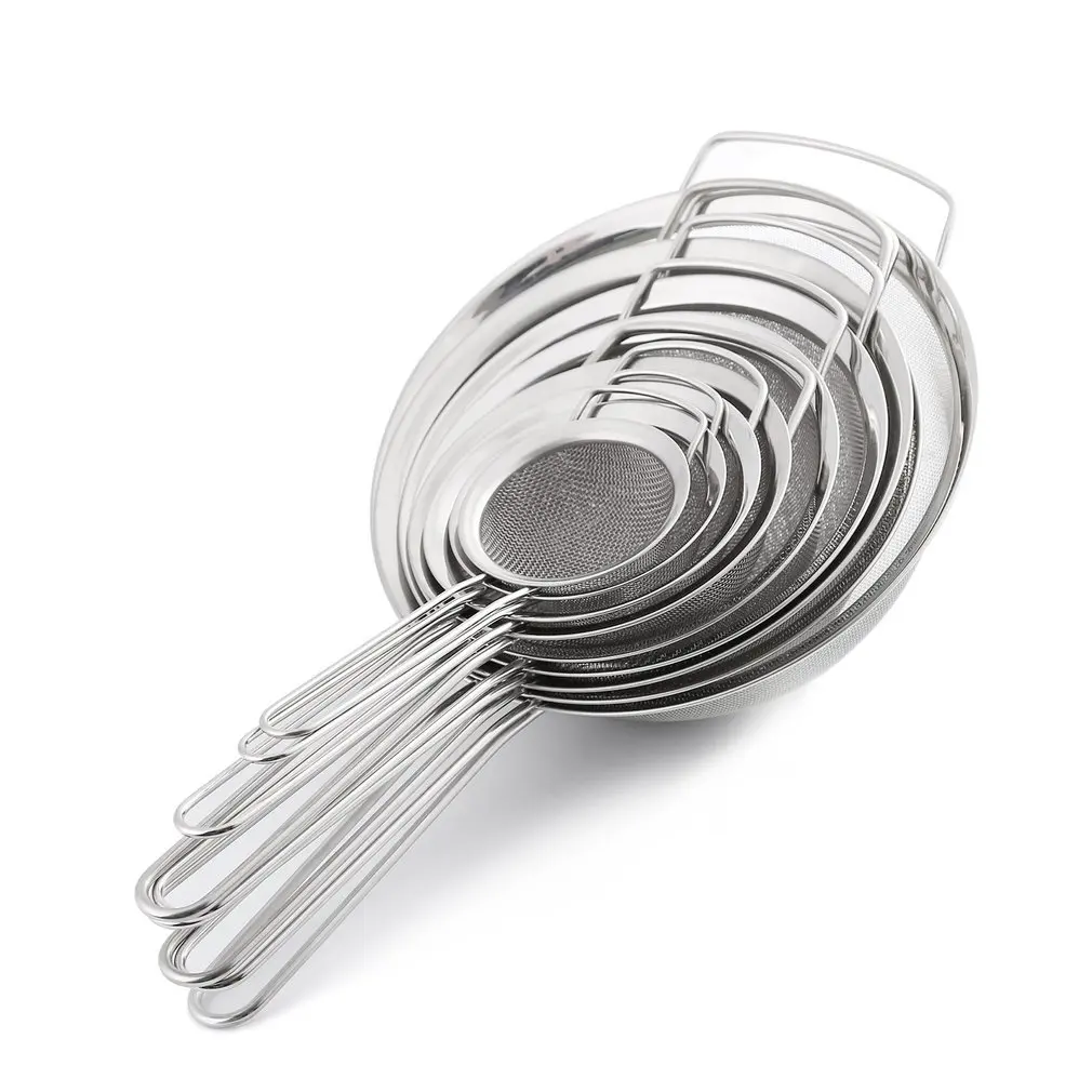 Stainless Steel Wide-Width Wide Ear Oil Grid Steel Handle Mesh Leak Ordinary Mesh Twill Mesh Colander Hand-Held Flour Sieve