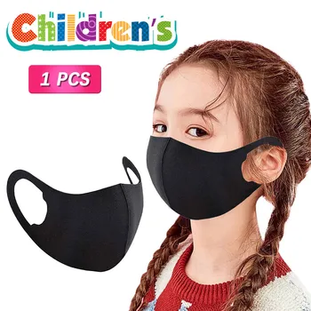 

1Pcs Unisex Children Black 3D Design Black Face Mask Washable Reusable Dustproof Mouth Face Cover mascarilla reutilizable