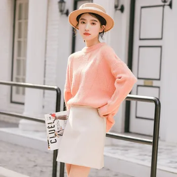 

Fall/winter 2019 Casual Sweater Women's Texture Pattern Knit Sweater Round Neck Pullover Winter Clothes Women O-Neck Solid Color