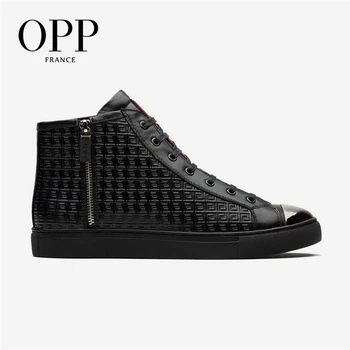 

OPP 2020 Ankle Boots Motorcycle Punk Genuine Leather High-top Shoes Men Casual Leather Shoes For Men Boots Shoes Winter