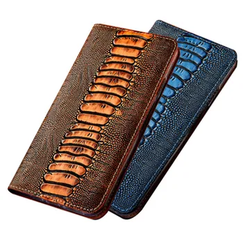 

Ostrich genuine leather magnetic phone bag for Motorola Moto G6 Plus/Moto G5 Plus/Moto G5S Plus phone case holster card holder