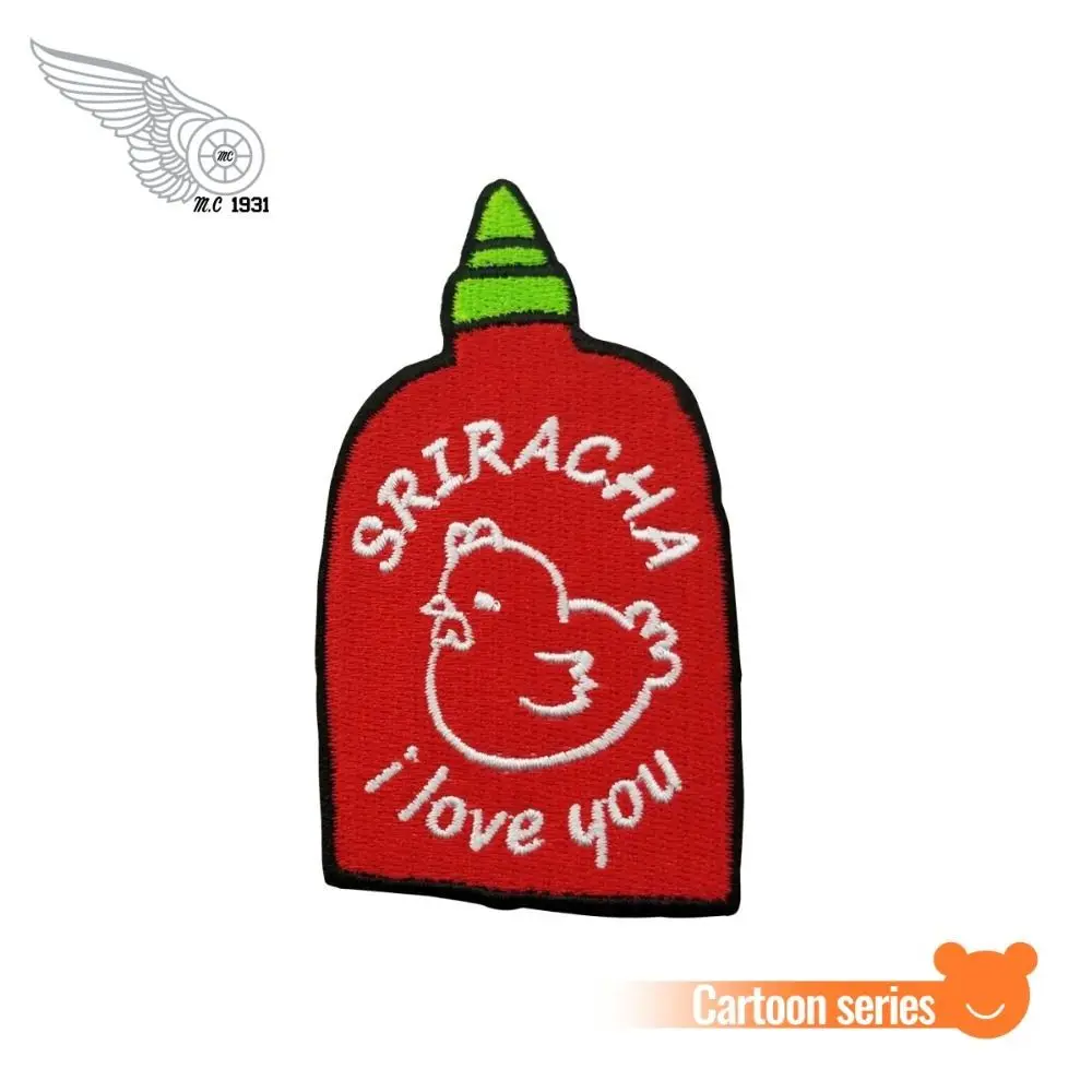 Мультяшный патч SRIRACHA i love you милая аппликация на заказ Мини Передняя вышивка
