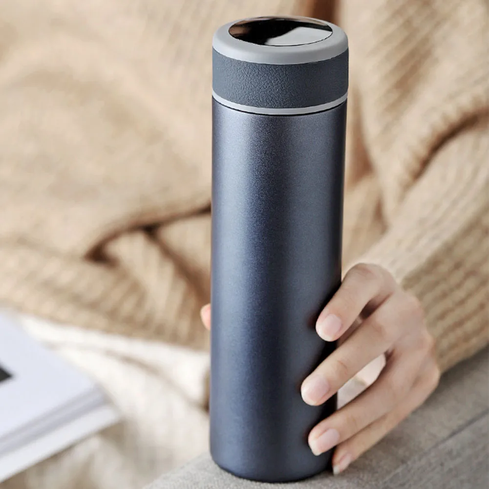 Синий Vacuum Flask Temperature Display Durable Coffee Cup Intelligent 500ml Gift Office Travel Mug Large Capacity Home Stainless Steel - Цвет: Синий