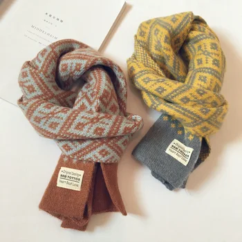 

Autumn winter 2019Korean new small flower knitting wool children's scarf,Warm skin knitting scarf for boys and girls kids scarf