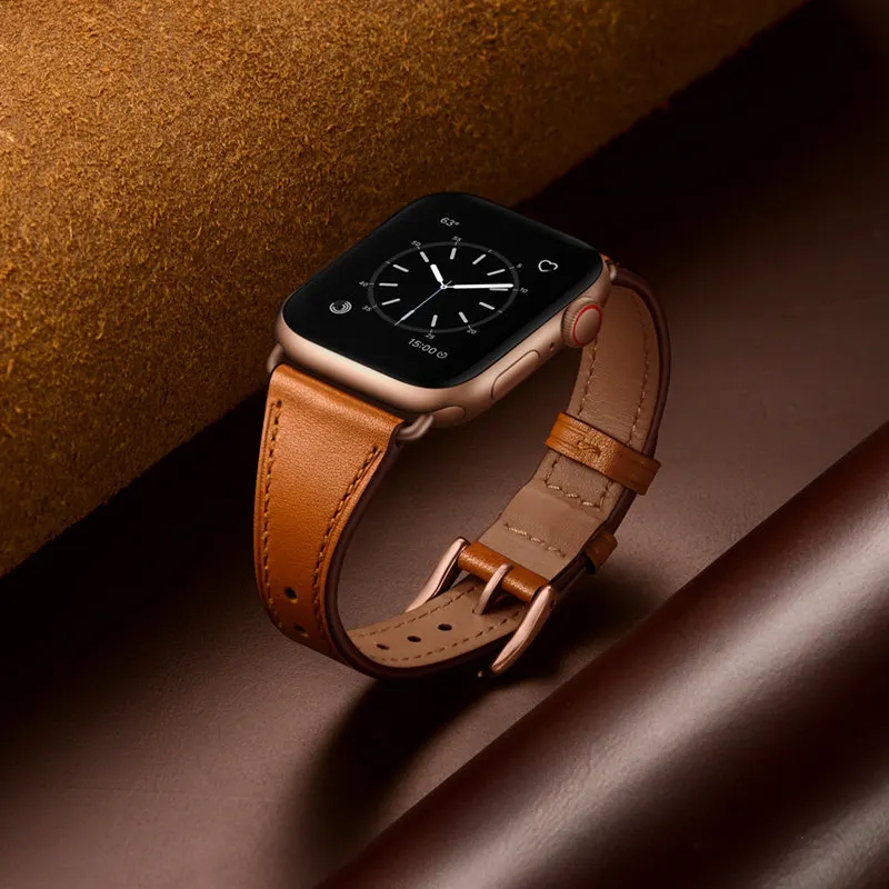 ASHEI ремешок из натуральной кожи для часов Apple Watch Series 5/4 44 мм 40 мм Ремешки для наручных часов iWatch Apple Watch 42 мм 38 мм серия 3/2/1