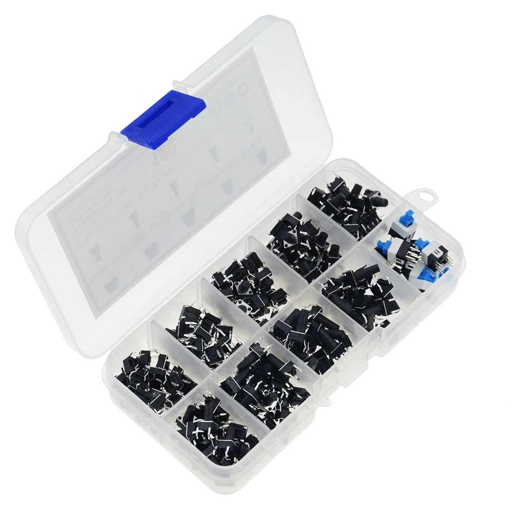 10 Models 180PCS 6*6 Tact Switch Tactile Push Button Kit Height 4.3MM~13MM DIP 4P micro switch 6x6 Key | Обустройство дома