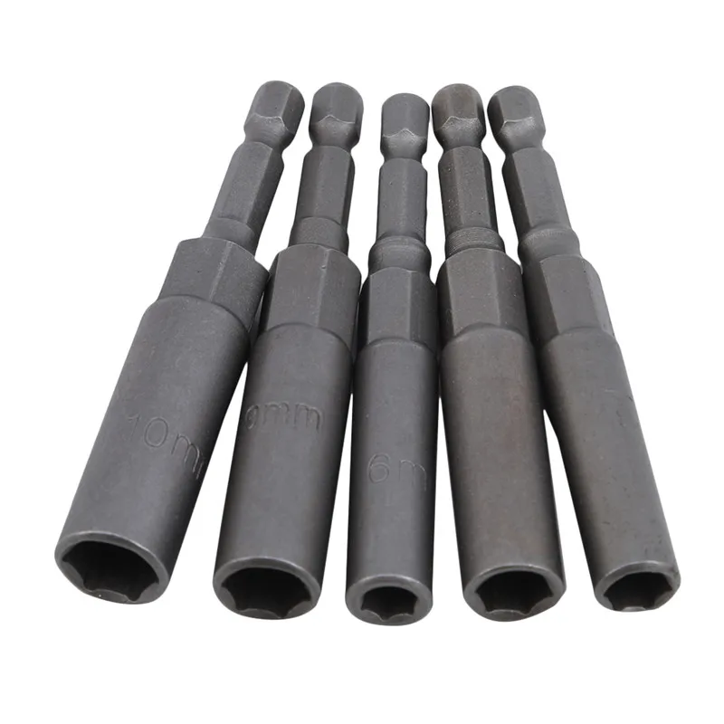 

Hex Socket Sleeve Nozzles 6/7/8/9/10MM Drill Bits Adapter Electric Screwdriver Strong Magnetic Nut Driver Tools Set