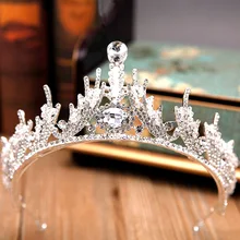 Bride Crown Korean Style Handmade Beaded Bracelet Crown Headdress Princess Marriage Crown Wedding Accessories