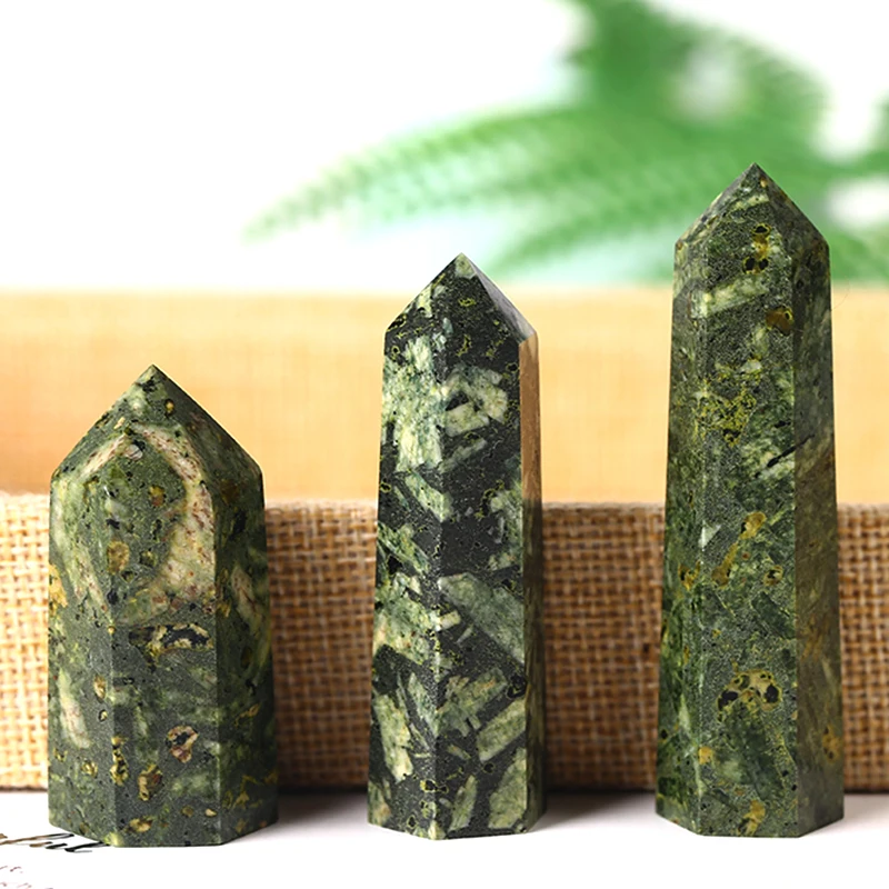 

Natural Quartz Red Green Bamboo LeafStone Rock Mineral Specimen Reiki Healing Stone Wand Ornaments Home Decor Fashion Simple