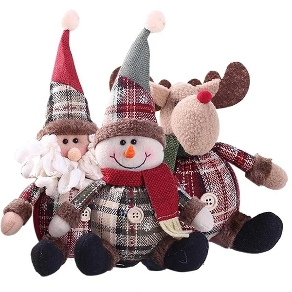 Рождественская Снежинка клетчатая ткань милый маленький человек Санта Клаус Снеговик игрушечный олень Рождественское украшение, подарок